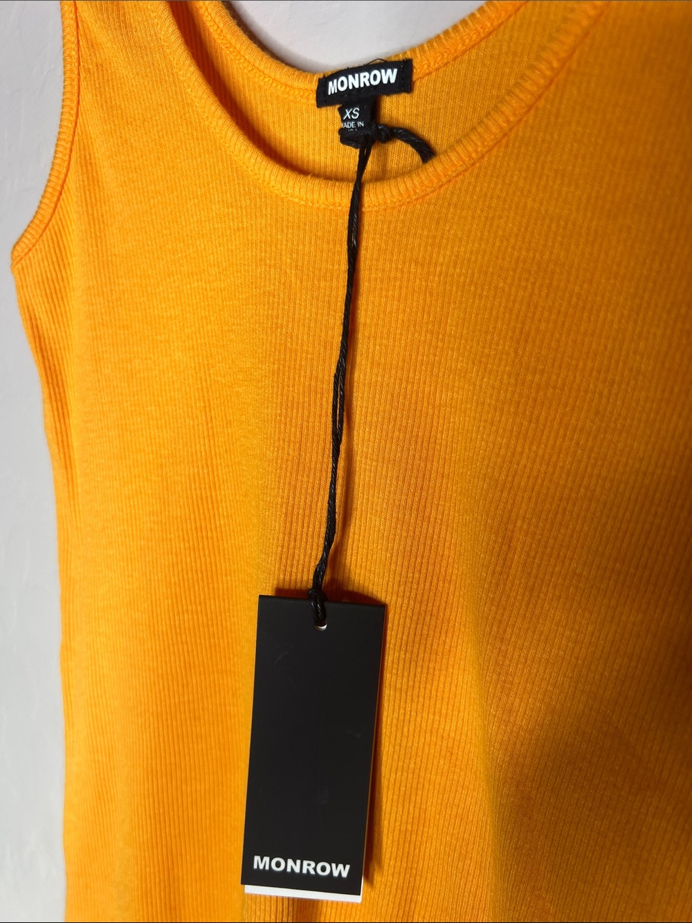 Monrow Orange Ribbed Tank - Picture 2 of 4